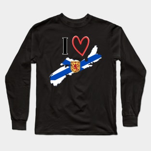 I Love Nova Scotia with the Nova Scotian Flag Long Sleeve T-Shirt